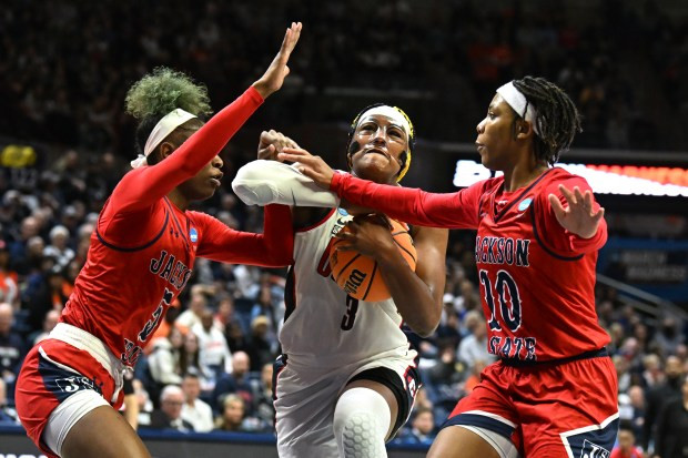 UConn Huskies' Trio Tops 20 Points in 86-64 NCAA Tournament Rout of Jackson State